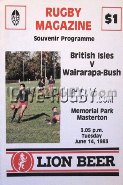 1983 Wairarapa-Bush v British Lions  Rugby Programme